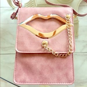 Small pink lips handbag mini
